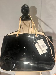 Vintage Black Patent Leather Look Liz Claiborne Purse New NWT