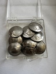 Set Of Nine Vintage Buffalo Nickel Buttons!!