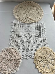 Four Vtg Crochet Doilies