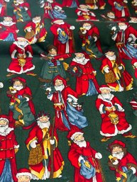 Vintage Christmas Green And Red Fabric Approximately 44x54