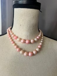 Vintage Pink Beaded Necklace