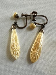 Antique  Screwback Carved Earrings  Plus One