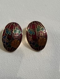 Cloisone Enamel Clip On Earrings