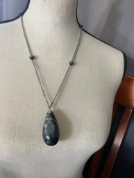 Large Black Cabochon Costume Necklace