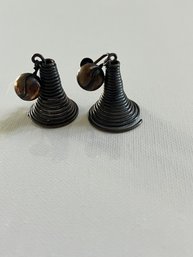 Antique Wire Bell Screw Back Earrings