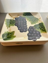 Set Of Four Grape Theme Wine And Cheese Brand Appetizer Plates New