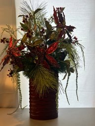 Holiday Theme Glittery Flower Arrangement About 34'  Tall