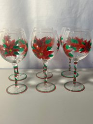 Set Of 6 Hand Painted Wine Glasses