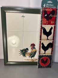 New Rooster Coasters And Handpainted Memo Board