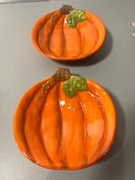 Pair Of Fall Pumpkin Decor Plates