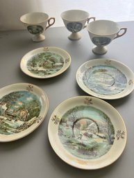 Antique Enesco Japan Cups And Saucers