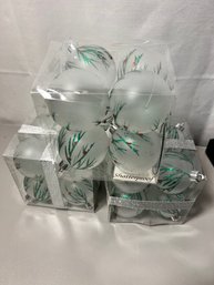 Three Packages Of Shatterproof Green And Red Ornaments