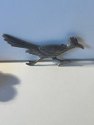 Vintage Roadrunner Bird Silver Tone Lapel Pin Brooch