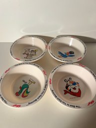 Set Of Four 1995 Kellogg's Breakfast Bowls