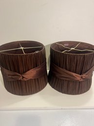 Pair Of Vintage Brown Lampshades
