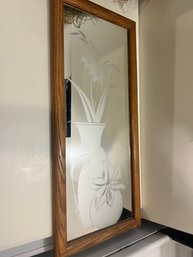 Vintage Etched Glass Wall Art Mirror
