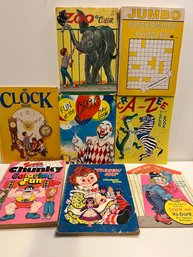 Seven Vintage Coloring And Game Books