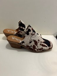 Cow Print Slip On Boot Shoes New 8.5