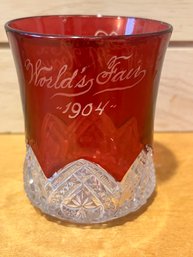 Wow!!! Famous Worlds Fair 1904 Antique Ruby Red Flash Rocks Souvenir Glass