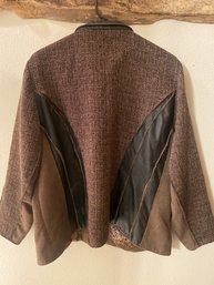 Koos Of Course Leather Jacket Womens Size 1X Plus Brown Tan Full Zip Patchwork