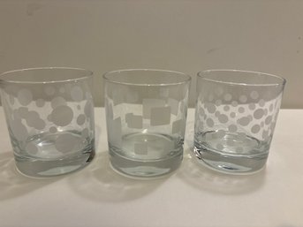 Set Of Three Mid-century Rock Glass