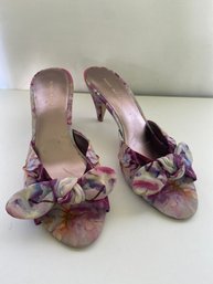 Nine West Pink Floral Heeled Slides Size 7M