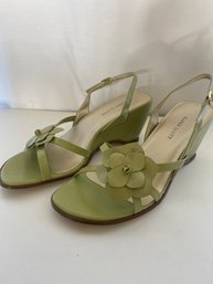 Karen Scott Green Leather Wedge Sandals Size 7M