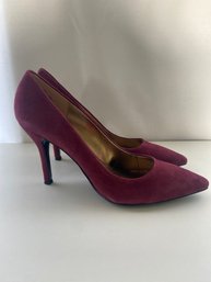 Nine West Maroon Suede Pointed Toe High Heels Size 8