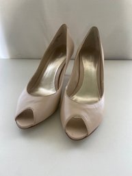 Nine West Tan Leather Open Toed Heels Size 7.5 M