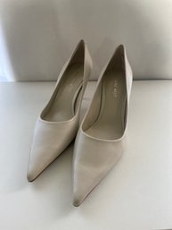 Brand New Nine West Pointed Toe White Leather High Heels Size 7.5M