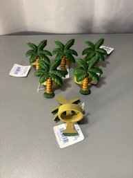 Set Of Six Foley's Palm Tree Napkin Holders