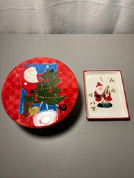 Santa Cake Stand And Trivet Dish