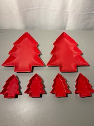 Set Of Six Christmas Tree Serving Platters Macys $110