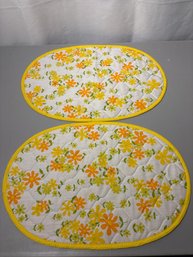 Pair Of Vintage MCM Yellow Daisy Placemats