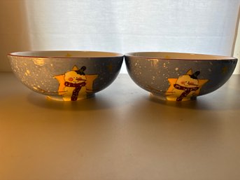 Set Of New Snowman Themed Holiday  Bowls