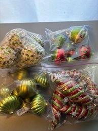 Four Bags Of Green Theme Christmas Ornaments