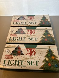 3 Vintqge HOFERTS Outdoor/Indoor 25 Light CHRISTMAS LIGHTS In Box Red Green