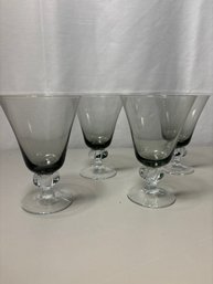 Set Of Four Smoky Crystal Cordials Or Dessert Glasses