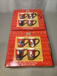 Set Of Seven New Handpainted Sakura Santa Mugs