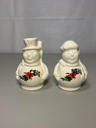 Vintage Pfaltzgraff CHRISTMAS HERITAGE Snowman Salt And Pepper Shakers