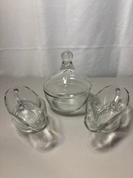 Clear Glass Candy Dish And Gravy Boats