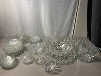 Large Lot Of Assorted Vintage Glass Serving Platters And Dishes