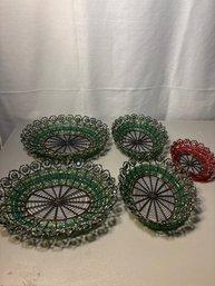 Set Of Five Holiday Serving Baskets Decor