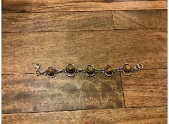 Vintage Sterling Tigers Eye Bracelet 925