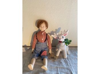 Kalico Kids Doll & Porcelain Reindeer Planter