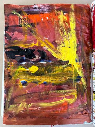 Original Abstract Painting On Paper, Unsigned