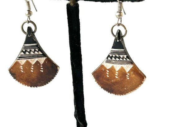Wood Carved And Hand-painted Earrings
