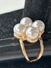 Modern Elegant 4 Pearl (Faux Pearl) Gold Tone Ring