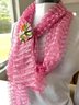 PINK Spring Scarf And Handmade Pin