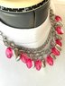 Translucent Ruby-Red And Brush Metal Beaded Gorgeous Necklace